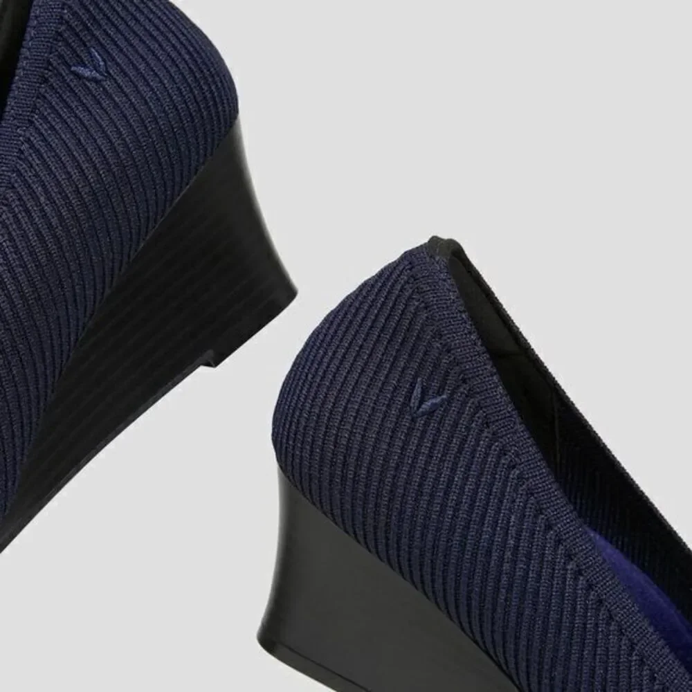 VIVAIA Square‎ Toe Wedge Navy Margot Wedge Pro SIZE EUR 41 US 9.5